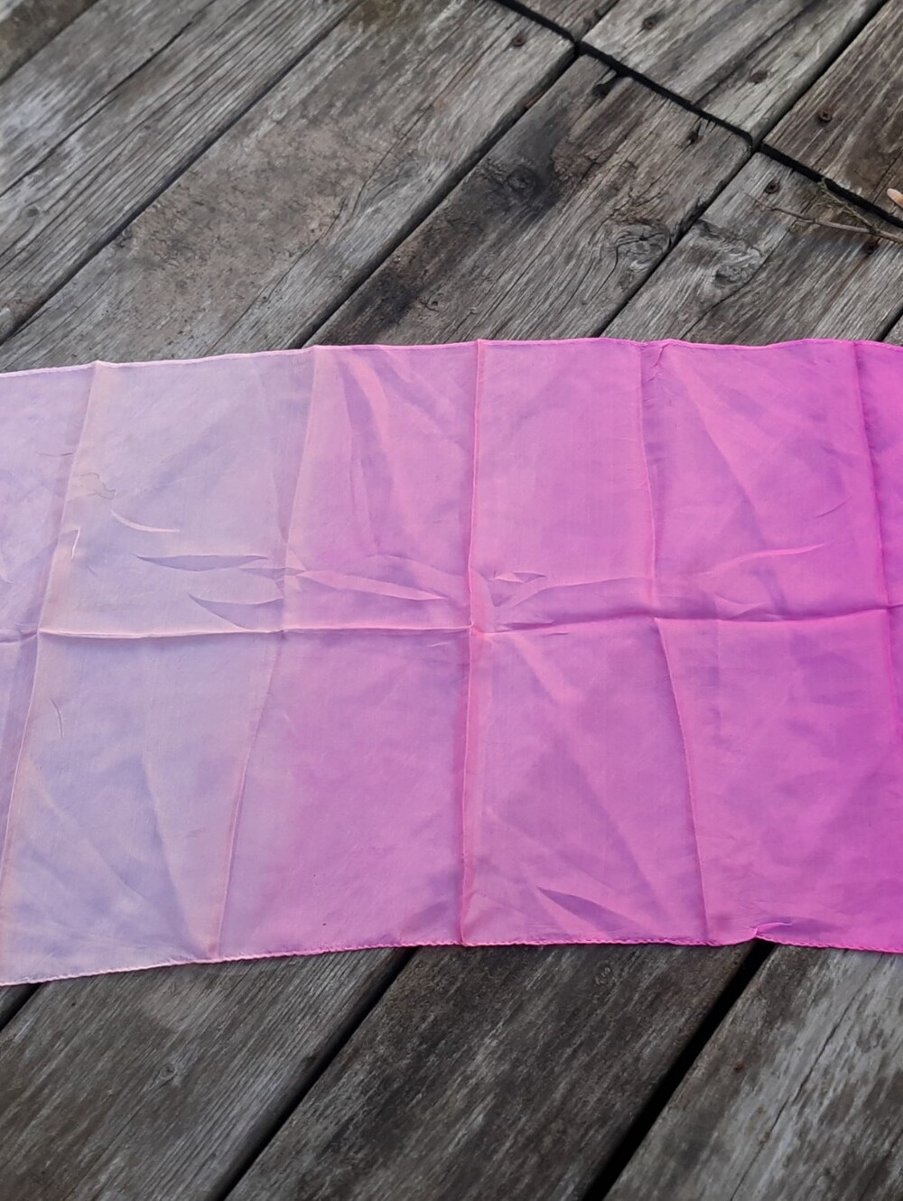 GLENTEX Vintage All Silk Ombre Scarf Pink Purple Hand Rolled Flawed 36x15